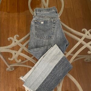 Levi's 501 Blue Patchwork Straight Leg Jeans